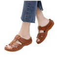 thumbnail image 1 of Sandales Orthopédiques pour Femmes à Enfiler, Confortables, en Cuir, à Bout Ouvert Grand, Plateforme Compensée, 1 of 7