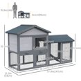 thumbnail image 3 of PawHut Wood Rabbit Hutch Bunny Cage with Run Dark Grey, 3 of 10