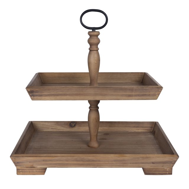 homeroots kitchen & dining 389322 Two Tiered Wooden Serving Stand