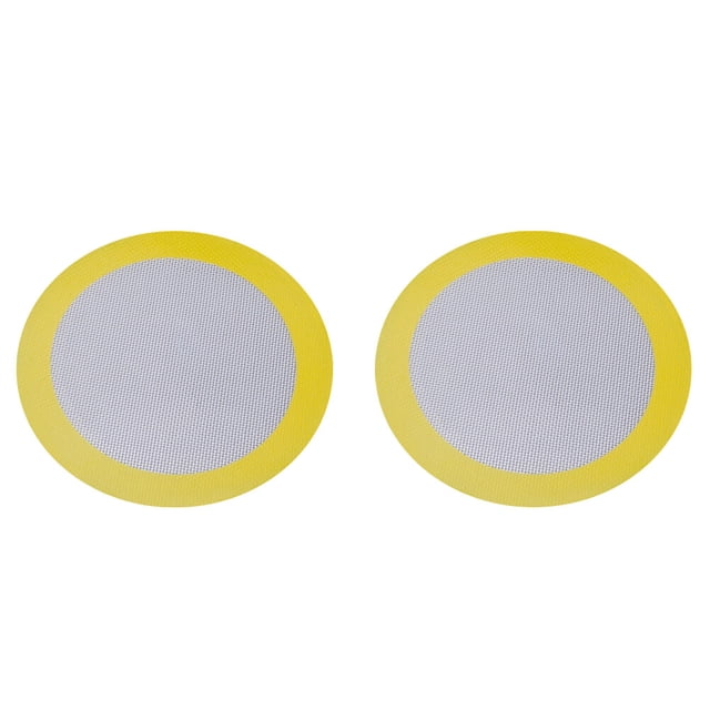 KAKOWELY 2 Pcs Tapis de Cuisson en Silicone Rond Résistant à la Chaleur Tapis de Barbecue Antiadhésif (20CM, Jaune), 7.87"X7.87"X0.04 Pouces