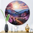 thumbnail image 1 of Designart "Rhododendron landscape Pointillism Dot III" Floral Oversized Wall Clock, 1 of 6
