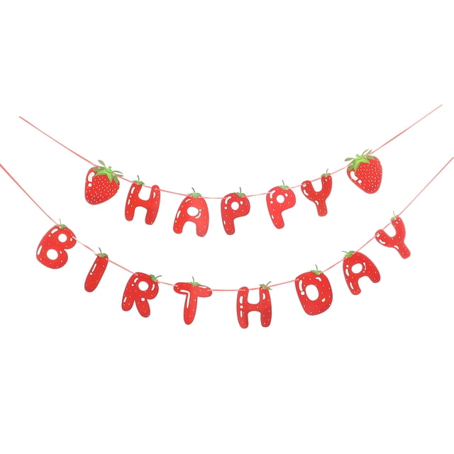 1 Set Strawberry Birthday Banner Fruit Happy Birthday Banner Birthday Decor