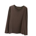 thumbnail image 1 of MeetoTime T-Shirts à Col Rond à Manches Longues pour Femmes Camisoles Confortables T-Shirts Doux de Couleur Unie sous-Vêtements, 1 of 6