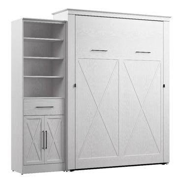 Bestar Key West Lit Escamotable Grand avec Garde-Robe (94 Po L) - Bois d'Ingénierie, Blanc