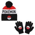 thumbnail image 1 of Pokemon Pokeball Kids Pom Beanie & Gloves Set, 1 of 7