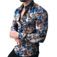 thumbnail image 1 of Innerwin Blouse Lapel Neck Mens Tops Work Long Sleeve Single Breasted Shirts White Butterfly XL, 1 of 3
