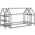 thumbnail image 1 of Costway Lit Cabane Format Simple Lit Montessori au Sol avec Étagères de Rangement Détachables Gris, 1 of 10