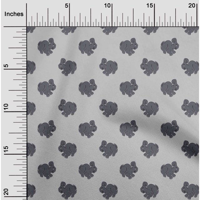 oneOone Silk Tabby Fabric Rabbit Block Printed Craft Fabric BTY 42 Inch Wide