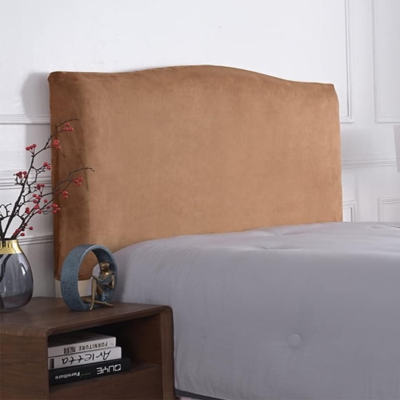 Velvet Bed Headboard Cover for Queen King Full Size, Stretch Headboard Slipcover Soft Dustproof Protector Cover Bed Head Cover for Bedroom (Camel Color,King Headboard Length 75-83in)