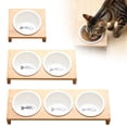 thumbnail image 2 of Stylish Elevated Ceramic Pet Bowl Set with Bamboo Stand for Indoor Cats and Small Dogs, 2 of 4