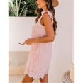 thumbnail image 3 of Oversized Women's V-Neck California Romper Dress, Summer Short Sleeve, Ruffle Detail with Pockets, Solid Color, 3 of 6