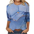thumbnail image 2 of SMihono Hauts pour Femmes Été Chic Décontracté Mode Féminine Manches Courtes Col Rond Rétro Imprimé Ample Blouse Manches Trois-Quarts T-shirt Oversize pour Femmes, 2 of 4