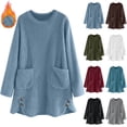 thumbnail image 1 of Yuyuzo Chandails d'Hiver pour Femmes en Molleton Duveteux à Manches Longues Col Ras du Cou Chandails Confortables de Détente Hauts à Enfiler, 1 of 7