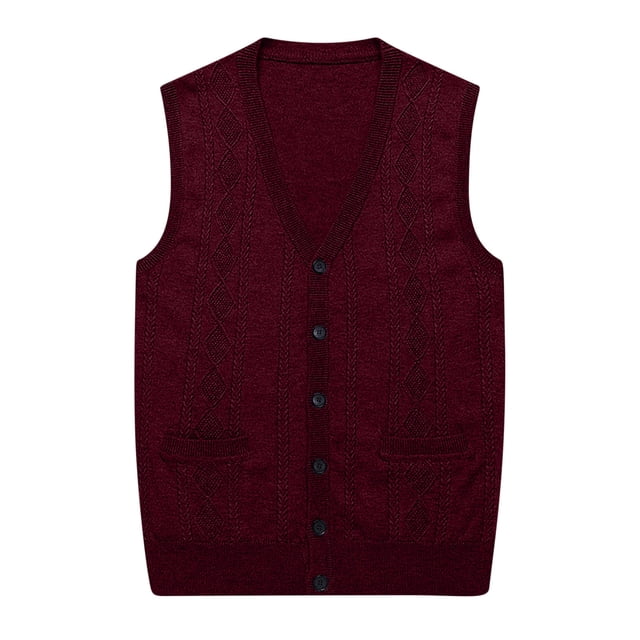 Styesk Jackets for Men Men's Wool Sleeveless Waistcoat Loose Knitted Solid Color Cardigan