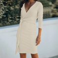 thumbnail image 2 of TJAZFJPA Robe pour Femmes Robe Décontractée pour Femmes avec Col en V à Rayures Coupe Ajustée Aguichant et à la Mode Robe avec Ceinture Robe à Basque Robe Décontractée pour Femmes, 2 of 9