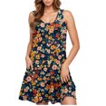 thumbnail image 4 of Ovzne Robes Grande Taille pour Femmes aux Formes Robe Décontractée pour Femmes Grande Taille Sans Manches à Col Rond Courte Robe Fleurie Robe Grande Taille Liquidation, 4 of 5