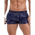 thumbnail image 2 of Xnihocha Men's Shiny Metallic Elastic Waistband Trunks Low Rise Boxer Shorts Underpants Navy Blue XS, 2 of 6