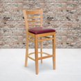 thumbnail image 4 of HERCULES Series Ladder Back Natural Wood Restaurant Barstool - Burgundy Vinyl Seat, 4 of 6