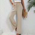 thumbnail image 4 of FAIWAD Womens Wide Leg Palazzo Pants Spring Summer High Elastic Waist Loose Casual Flowy Pants with Pockets, 4 of 7
