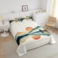 thumbnail image 4 of Erosebridal Green Mountain Boho Sun Comforter Sets Full Size, Simple Art Landscape Comforters & Duvets, Reversible 3pcs, 4 of 7