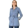 thumbnail image 1 of INSPIRE CHIC Vestes en Denim Amples pour Femmes à Boutons, Style Boyfriend, Taille Paper Bag, 1 of 6