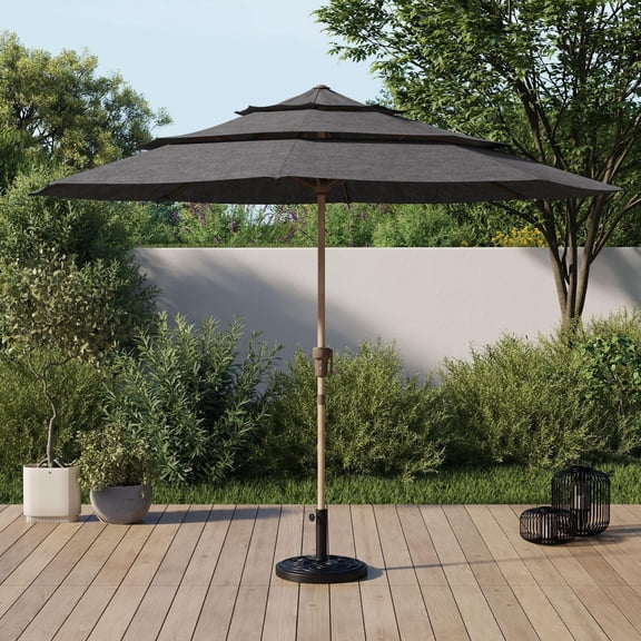 Parasol de marché rond à 3 volants pour patio de 3 m Better Homes & Gardens, noir