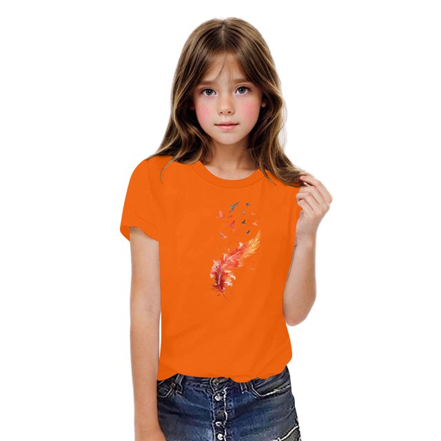 Rbaofujie T-Shirts Graphiques pour Fille à Imprimé Floral à Manches Courtes à Col Rond T-Shirts Hauts