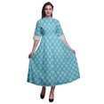 thumbnail image 1 of Bimba Block Printed Front Slit Sleeveless Summer Spring Long Women BeachDress-X-Large, 1 of 5