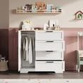 thumbnail image 4 of Towallmark Armoire Garde-Robe en Bois avec 4 Tiroirs, Porte et Tringle - Armoire de Rangement Moderne et Commode pour l'Organisation de la Chambre - Brun + Blanc, 4 of 8