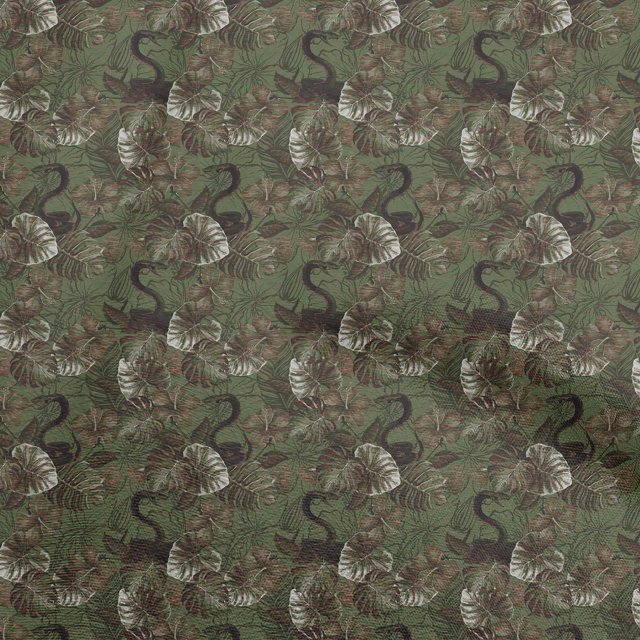 oneOone Velvet Dark Green Fabric Tropical Sewing Material Print Fabric By The Yard 58 Inch Wide