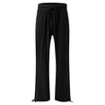 thumbnail image 4 of Yuyuzo Womens Pants Solid Color Elastic Waist Drawstring Casual Wide Leg Pants Ladies Loose Lounge Pants For Workout, 4 of 7