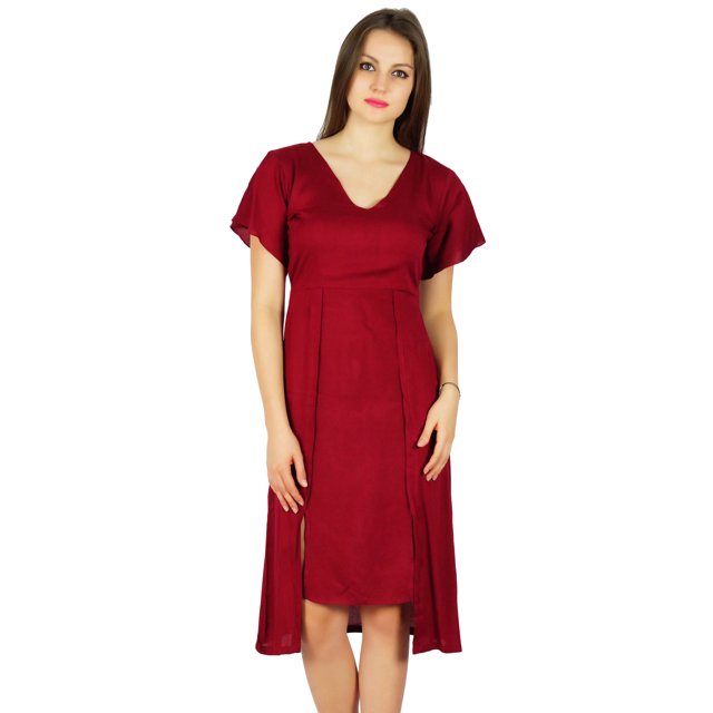 Bimba Womens Asymmetrical Shift Dress Mid-Calf Summer Rayon Day Dresses