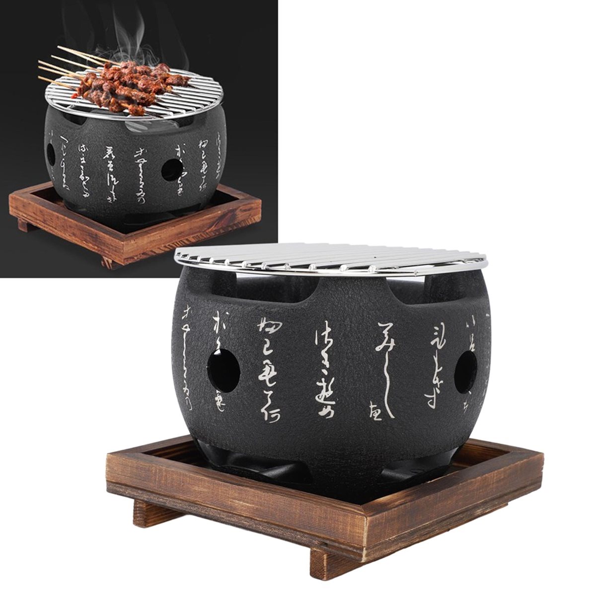Japanese Style Grill Mini Portable Japanese BBQ Grill Round Food Charcoal Stove Household Barbecue Tool for Camping