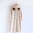 thumbnail image 3 of HAiming Robe à Capuche pour Femmes, Peignoir Doux et Mignon, Robe de Chambre Boutonnée, Molleton Duveteux, Tenue d'Intérieur Chaude avec Poches, 3 of 3