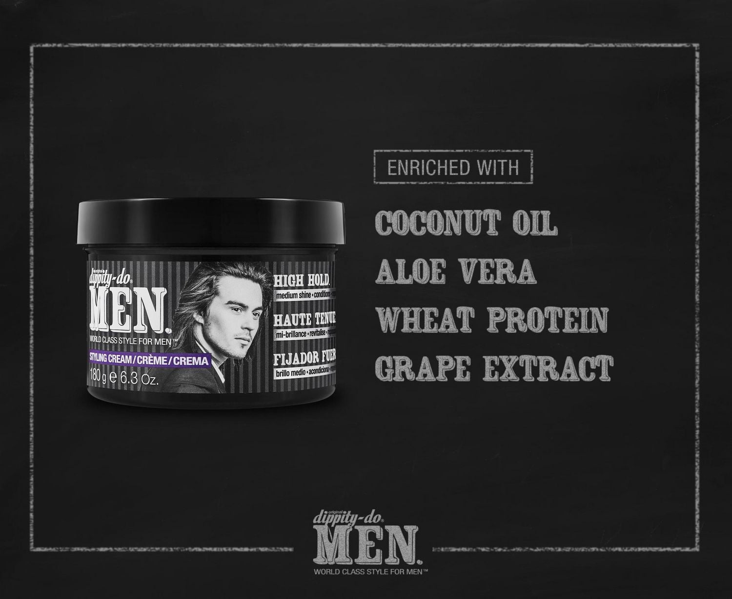dippity-do MEN Crème coiffante Nourrissante et fortifiante pour cheveux épais et bouclés, enrichie d’ingrédients naturels comme l’huile de coco, l’aloès, afin de garder le contrôle sur l’humidité et m