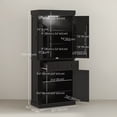 thumbnail image 3 of HOMCOM 71" Kitchen Pantry Cabinet with Spice Racks and LED Lights, Black, 3 of 10