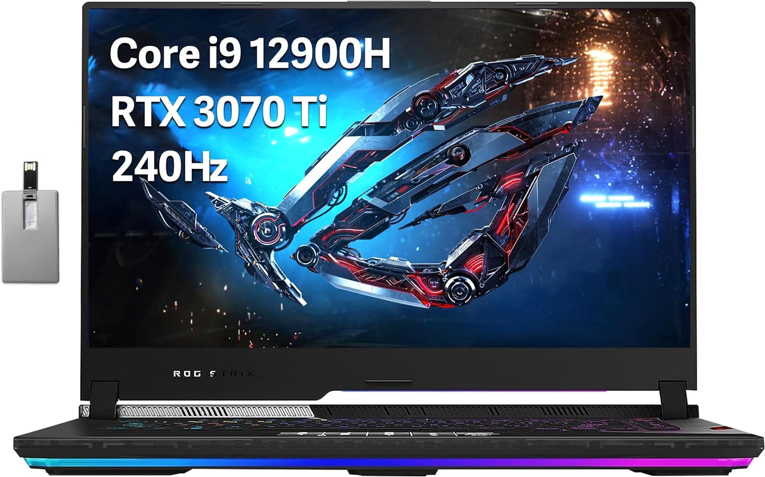 ASUS ROG Strix Scar 15 Gaming Laptop, 15.6" QHD 240Hz Display, Intel Core i9 12900H, 32GB DDR5, 1TB SSD, NVIDIA GeForce RTX 3070 Ti, Per-Key RGB Keyboard, Wi-Fi 6E, Black, Win 11 Pro, 32GB USB Card