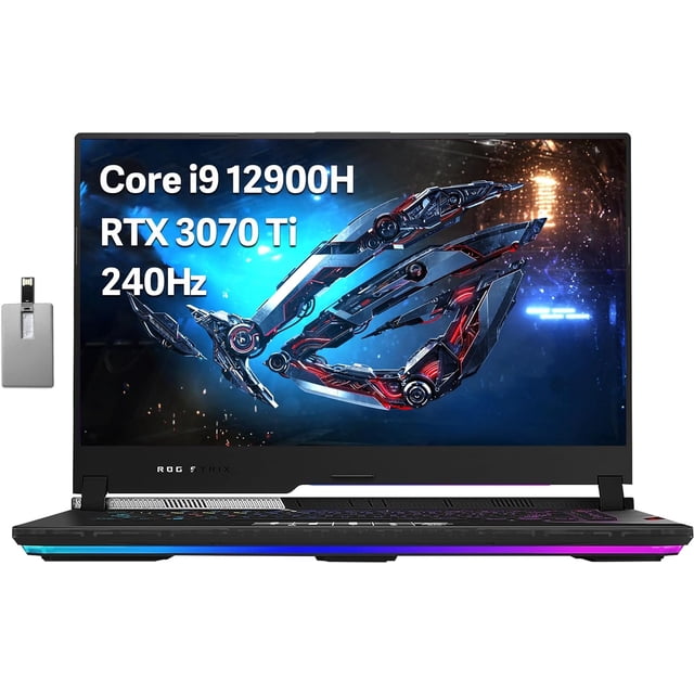 ASUS ROG Strix Scar 15 Gaming Laptop, 15.6" QHD 240Hz Display, Intel Core i9 12900H, 32GB DDR5, 1TB SSD, NVIDIA GeForce RTX 3070 Ti, Per-Key RGB Keyboard, Wi-Fi 6E, Black, Win 11 Pro, 32GB USB Card