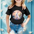 thumbnail image 1 of WEAIXIMIUNG T-Shirt Imprimé à Manches Courtes pour Filles de Pâques, Haut Décontracté 130, 1 of 4