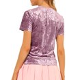 thumbnail image 3 of INSPIRE CHIC T-Shirt Décontracté en Velours Rose pour Femmes, Col Rond, Manches Courtes, Taille M, 3 of 8