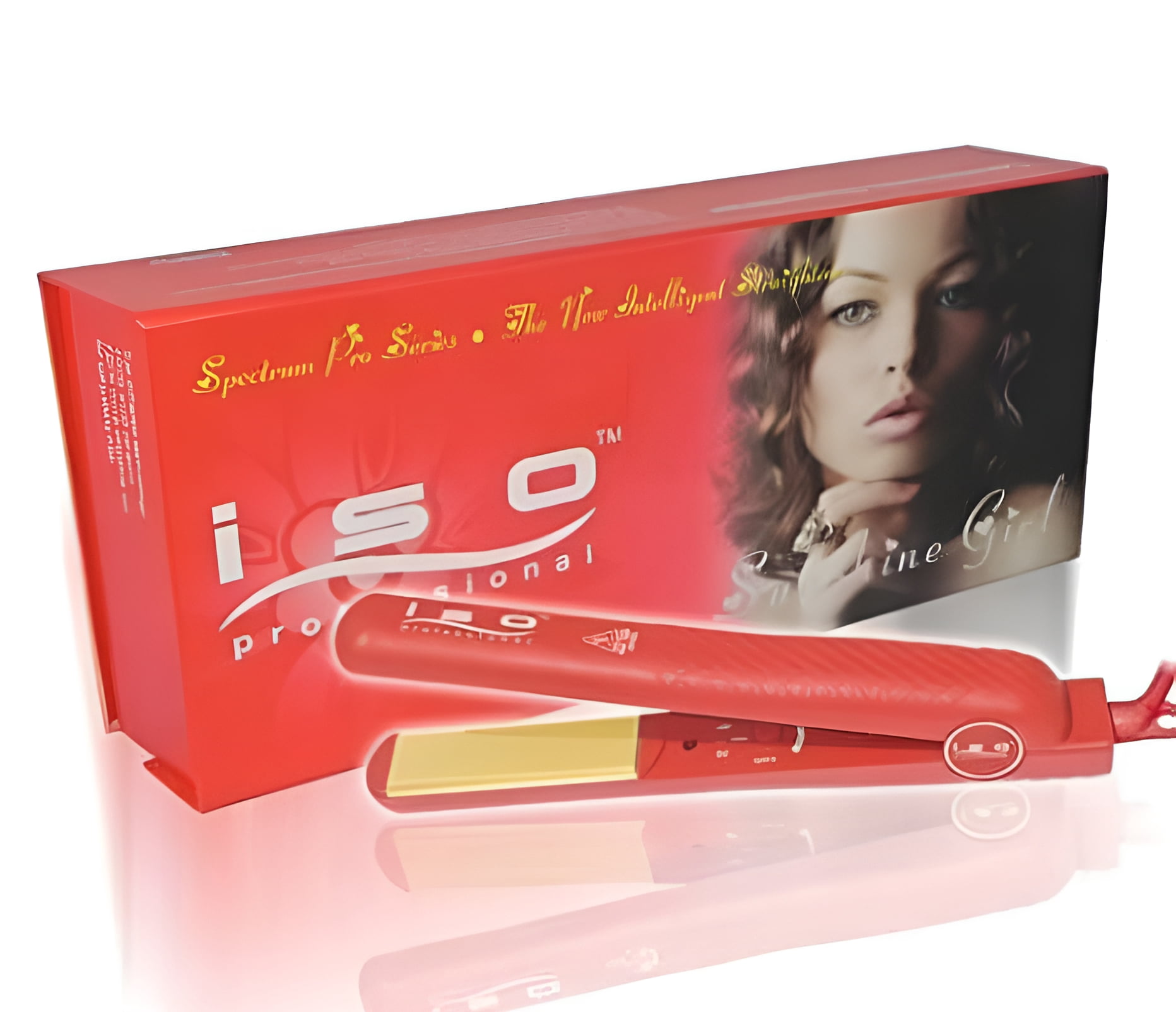 ISO Beauty Red Sunshine Girl Ceramic Plates Straightening Flat Iron Spectrum Pro The Intelligent Hair Straightener