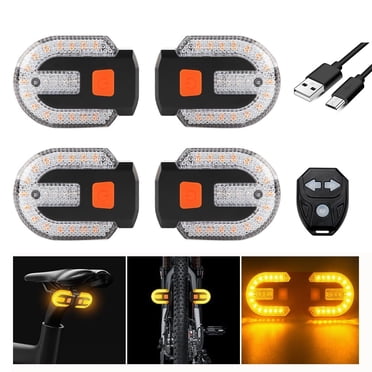 4Pcs Turn Signals for Bicycles with Alarm, USB Charging Remote Control Split/Integrated Bike Tail Light 5 Modes Waterproof Strobe Bike Rear Lights Can be Mounted on Front and Rear of Bicycle