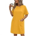 thumbnail image 2 of ShomPort Robe T-Shirt d'Été pour Femme Décontractée à Manches Courtes, Col Rond, Basique, Ample, Mini, avec Poches, 2 of 6