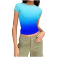 thumbnail image 2 of HongQid Womens Basic Tees Summer Short Sleeve Shirts Slim Fit Tight T Shirt Going Out Tops, 2 of 7