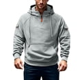 thumbnail image 1 of Lyrcatrment Mens Fleece Heavyweight Hoodies 1/4 Zip Drawstring Outdoor Sweatshirts with Multi Pockets, 1 of 7
