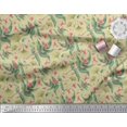 thumbnail image 2 of Soimoi Beige polyester Crepe Fabric Leaves & Azalia Floral Print Fabric by Yard 42 Inch Wide, 2 of 5