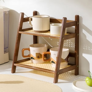 ZZkhGO Double Layer Desktop Storage Rack, Wooden Desk Organizer Shelf for Office, Stylish Multifunctional Storage for Bedroom Kitchen Dormitory