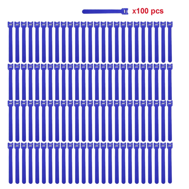 Mistaha Blue Nylon Magic Tape Cable Ties - 12*200mm, Reusable Straps for Cable Organization and More