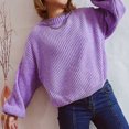 thumbnail image 5 of Timegard Chandails à Manches Longues pour Femmes Automne Hiver Décontractés Confortables Col Ras du Cou Manches Longues Bouffantes Hauts de Couleur Unie, 5 of 5
