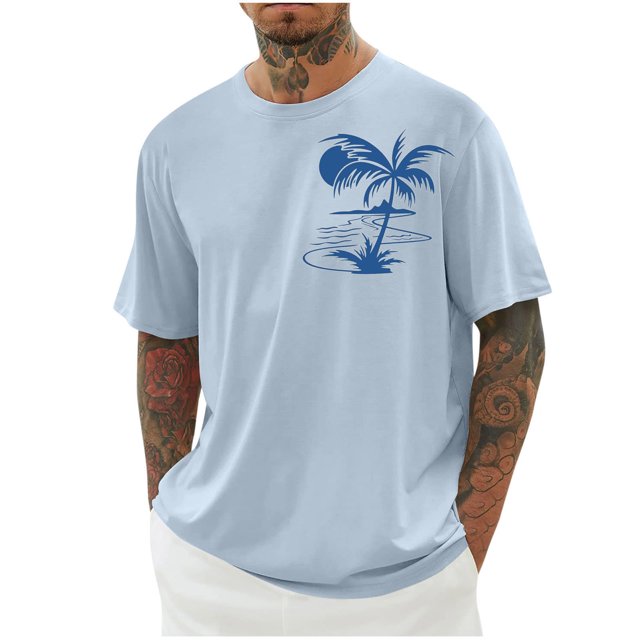 SDNall Shorts pour Hommes Imprimé Col Rond Mode Décontractée Manches Courtes Blouses Chemises Chemises pour Hommes, Tee-Shirts Manches Longues pour Hommes, Chemises Manches Longues pour Hommes